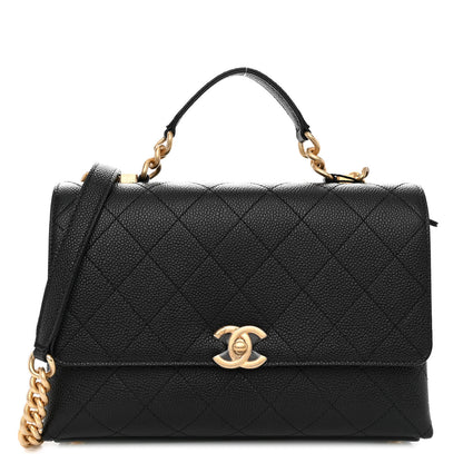 Chanel Grained Calfskin Small Stitched Flap Black 1 of 10