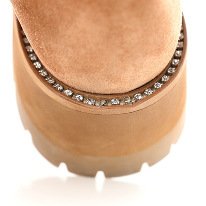 Jimmy Choo Suede Crystal Clayton Flat Ankle Boots 39.5 Caramel 9 of 11