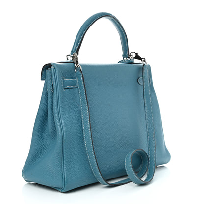 Hermes Togo Kelly Retourne 32 Blue Jean 3 of 10