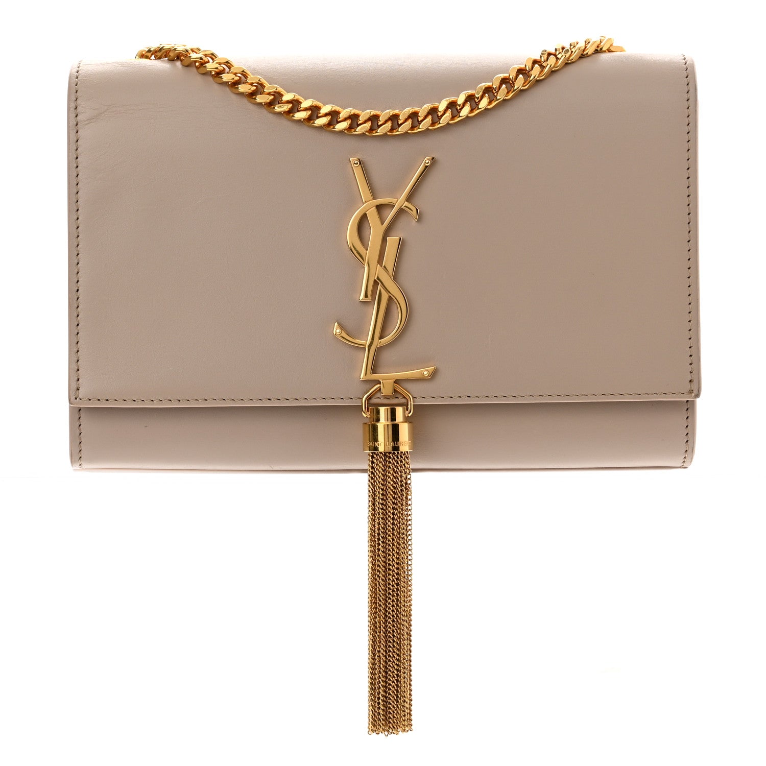 Saint Laurent Calfskin Small Classic Monogram Kate Tassel Satchel Dark Beige 1 of 12