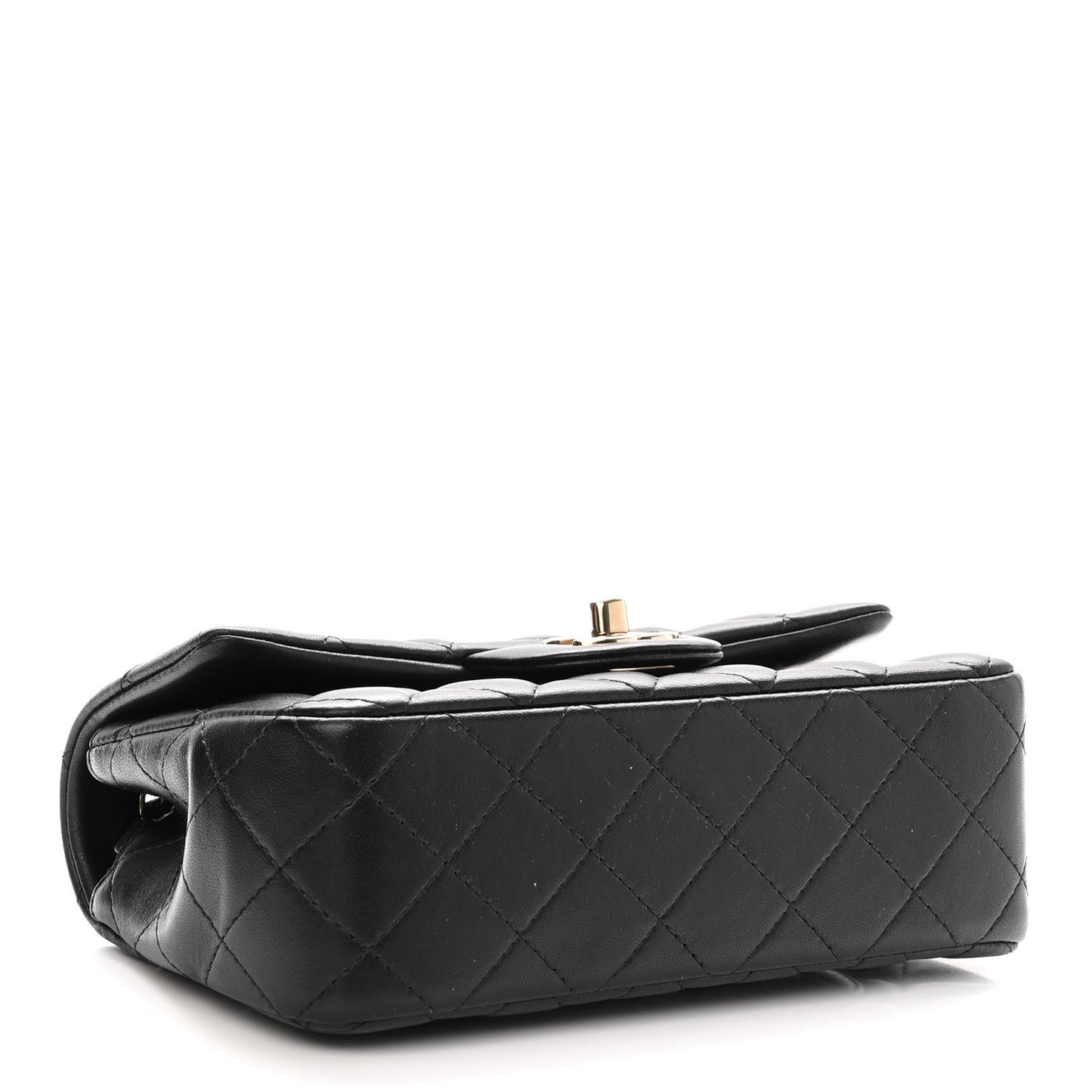 Lambskin Quilted Mini Rectangular Flap Black