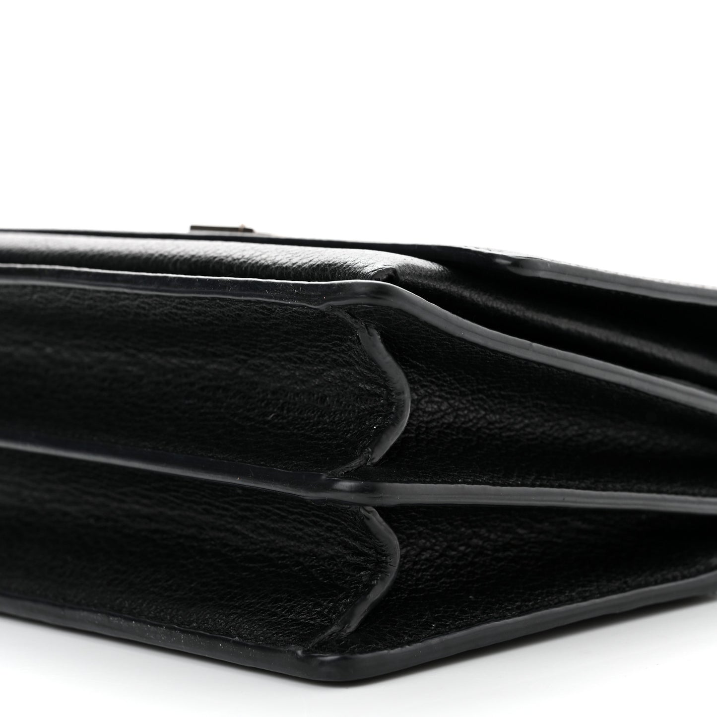 Grained Calfskin Medium Monogram Sunset Satchel Black