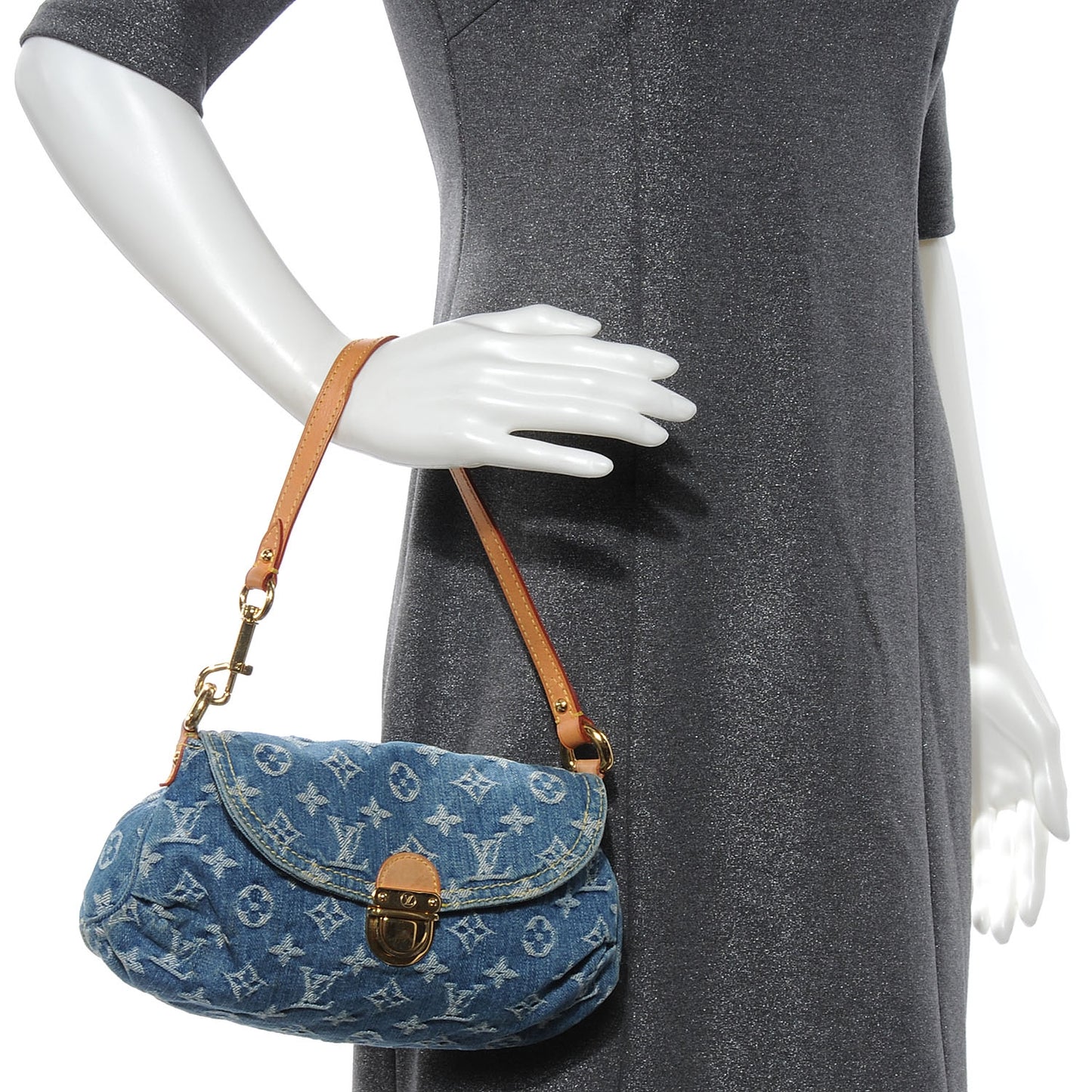Monogram Denim Mini Pleaty Blue