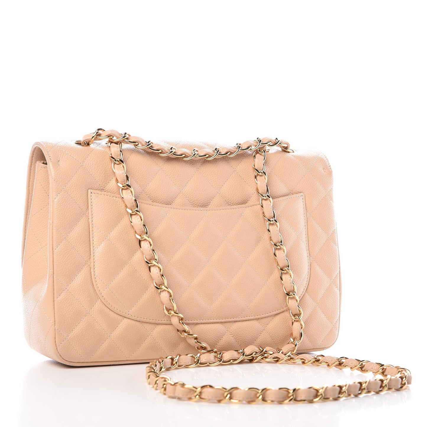 Caviar Quilted Jumbo Single Flap Beige Clair