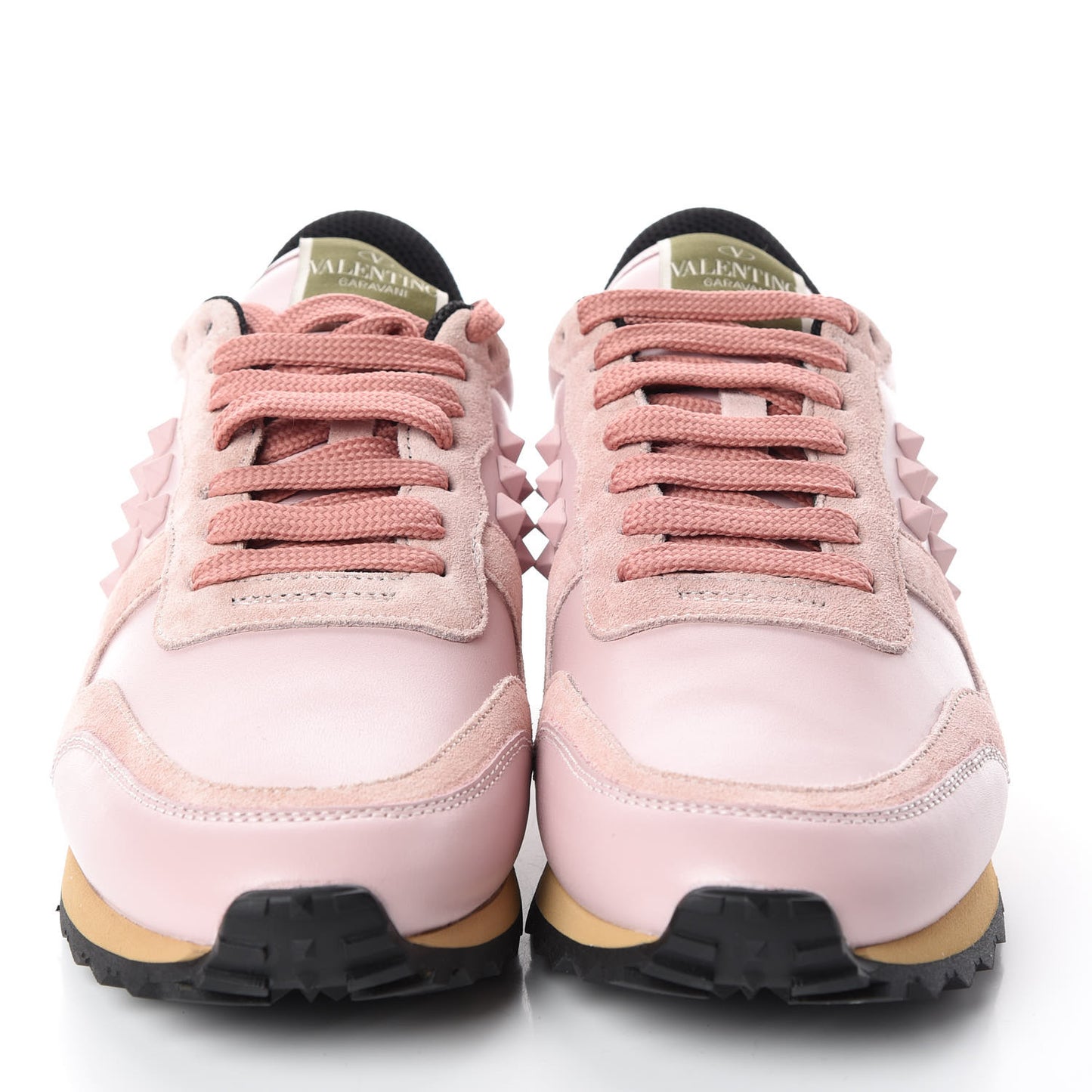 Calfskin Suede Rockstud Sneakers 38 Pink