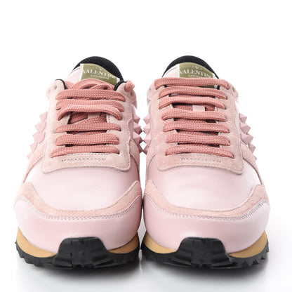 Valentino Garavani Calfskin Suede Rockstud Sneakers 38 Pink 2 of 8