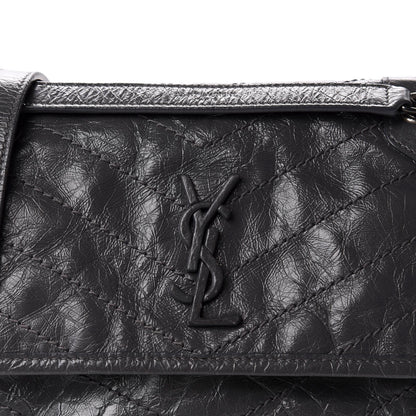 Saint Laurent Crinkled Calfskin Matelasse Monogram Baby Niki Chain Satchel Storm 11 of 11