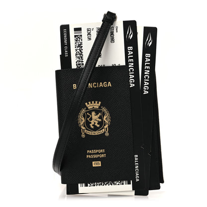 Balenciaga Textured Calfskin Passport Phone Holder Black 1 of 10