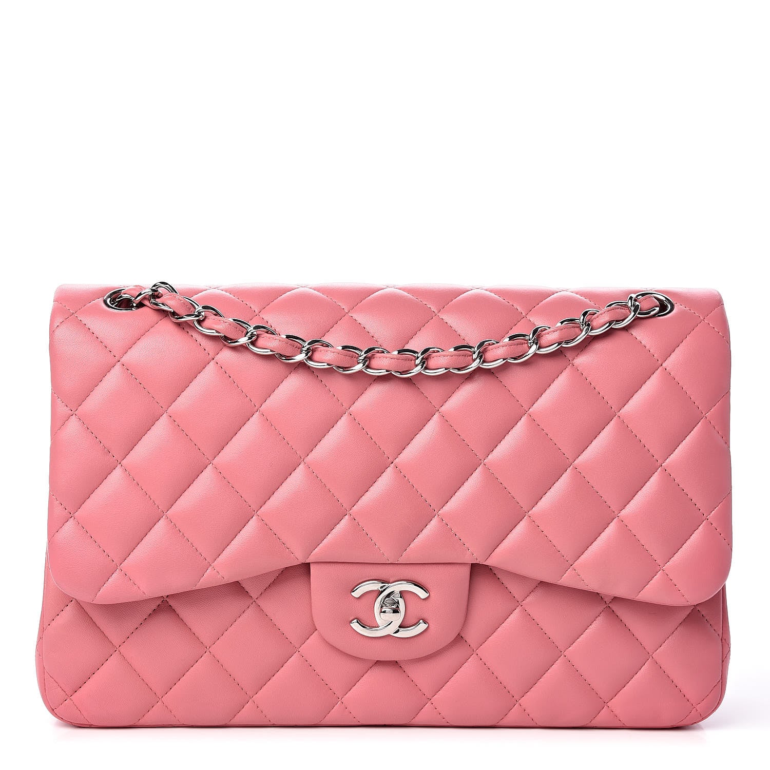 Chanel Lambskin Quilted Jumbo Double Flap Pink 1 of 14