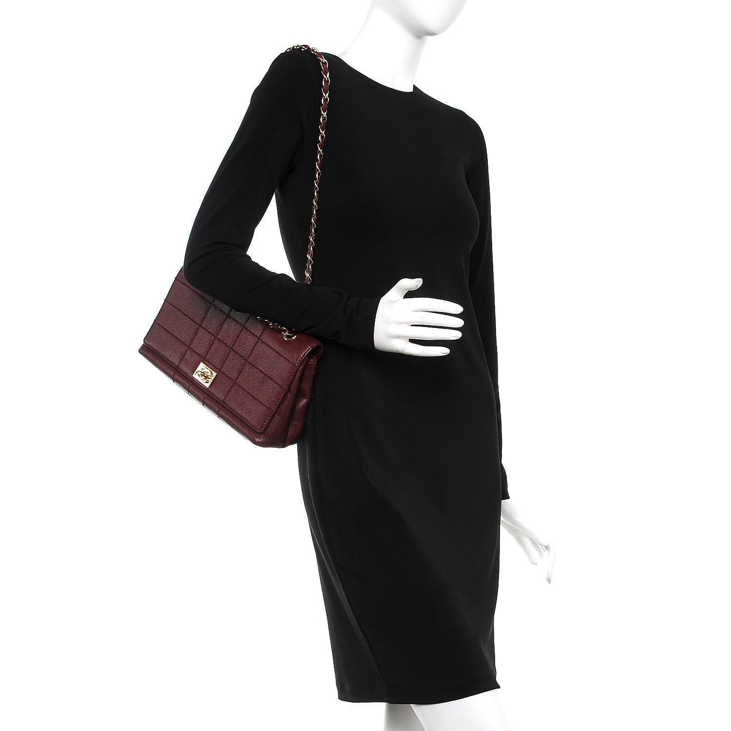 Chanel Caviar Square Stitched Medium Flap Burgundy 2 of 8