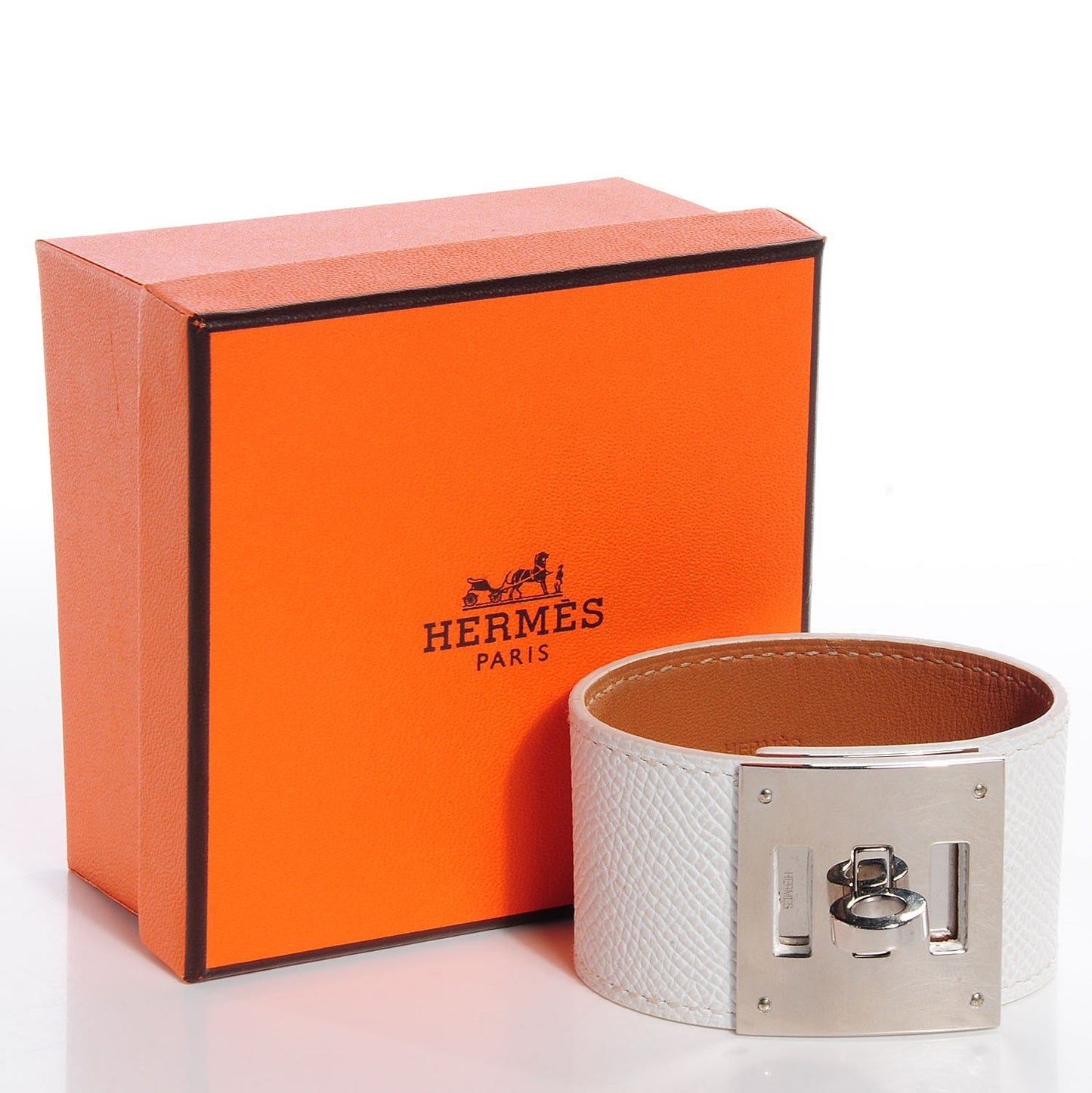 Epsom Kelly Dog Bracelet White