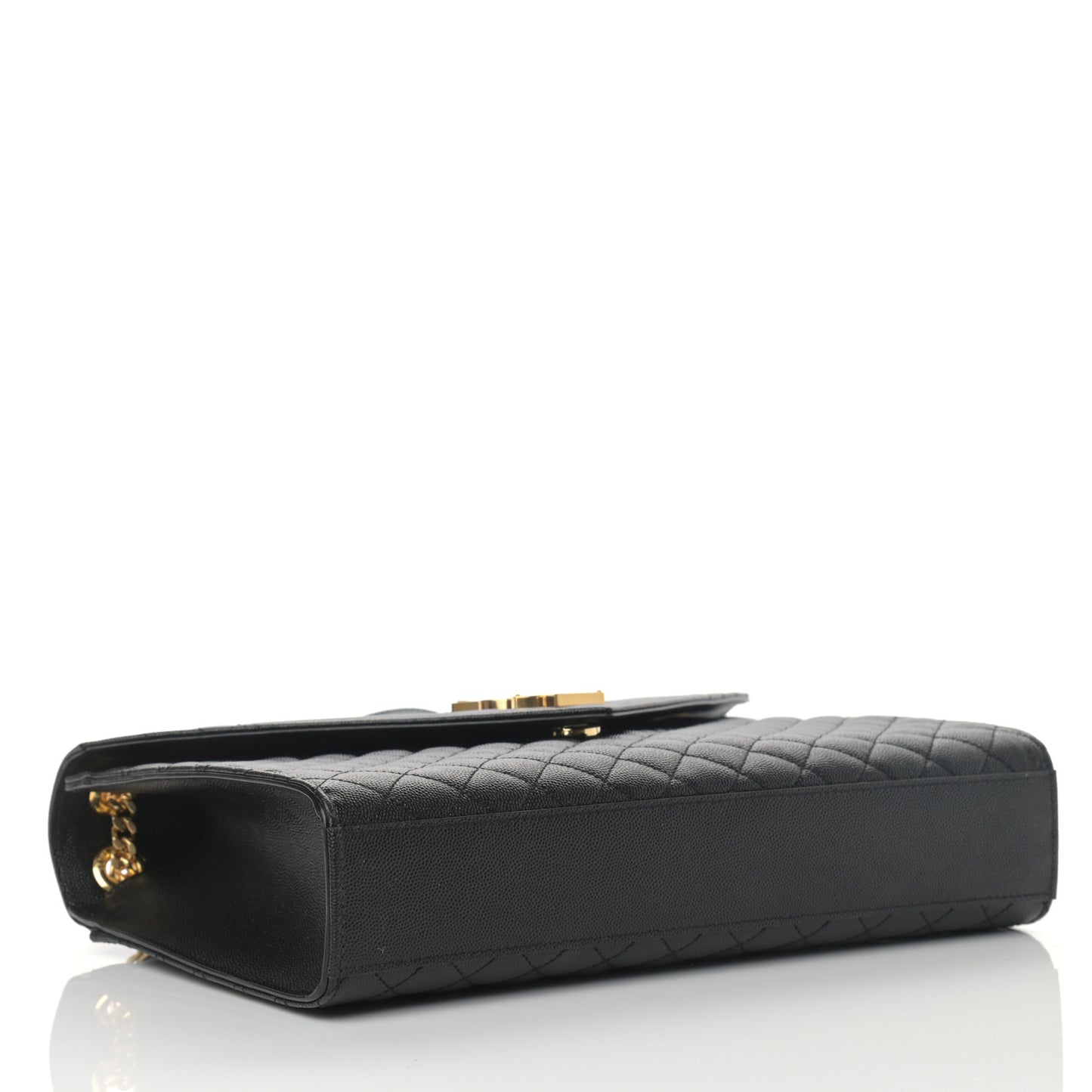 Grain De Poudre Textured Mixed Matelasse Large Triquilt Monogram Satchel Black