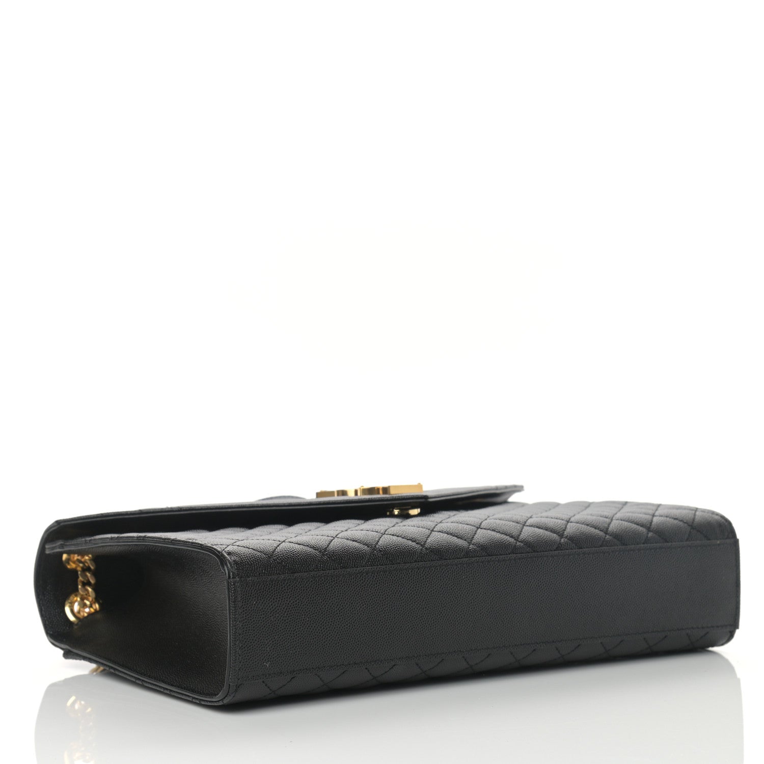Saint Laurent Grain De Poudre Textured Mixed Matelasse Large Triquilt Monogram Satchel Black 4 of 10