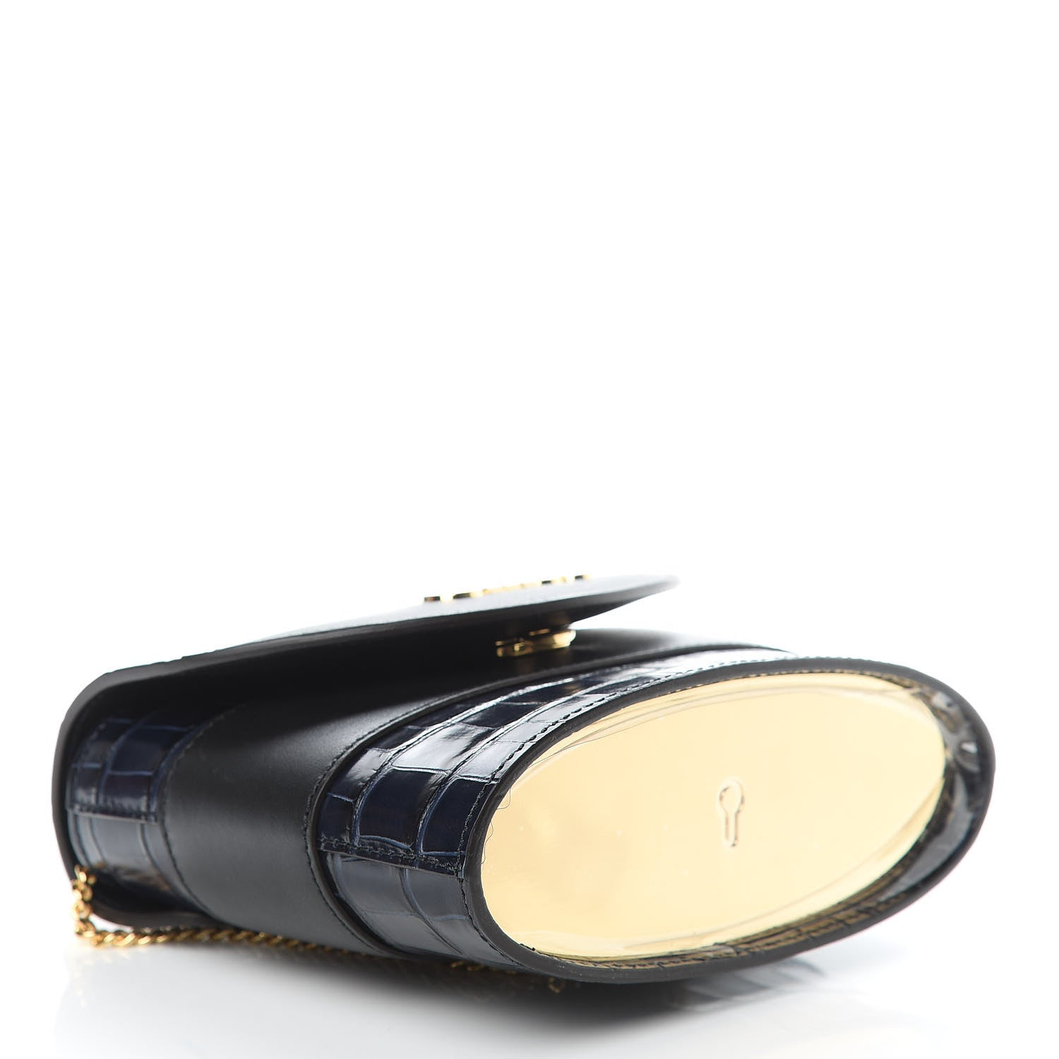 Chloe Calfskin Crocodile Embossed Small Aby Lock Full Blue 4 of 12