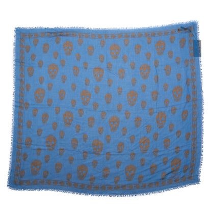 Alexander McQueen Modal Silk Skull Scarf Blue 3 of 7