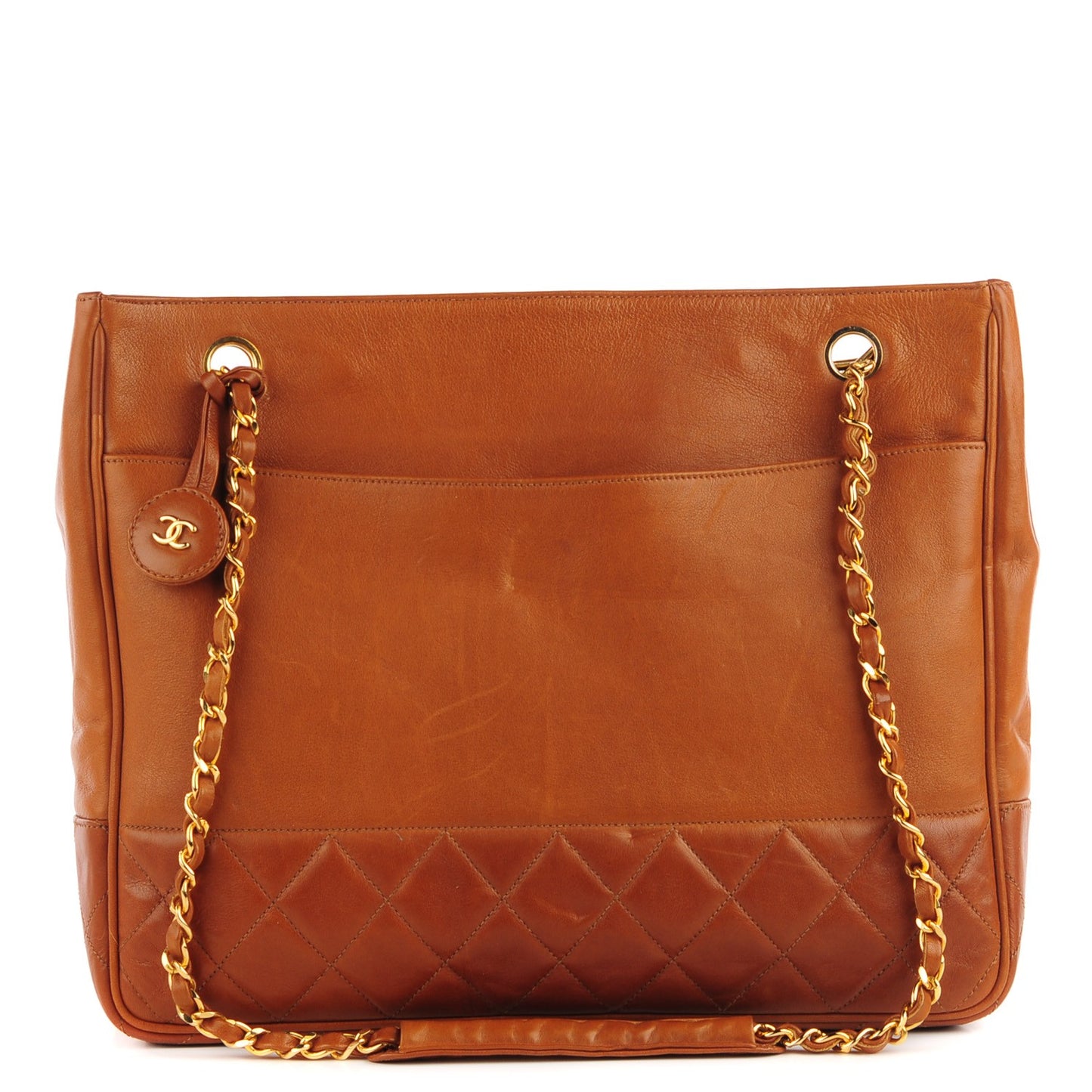 Lambskin Quilted Shoulder Bag Brown