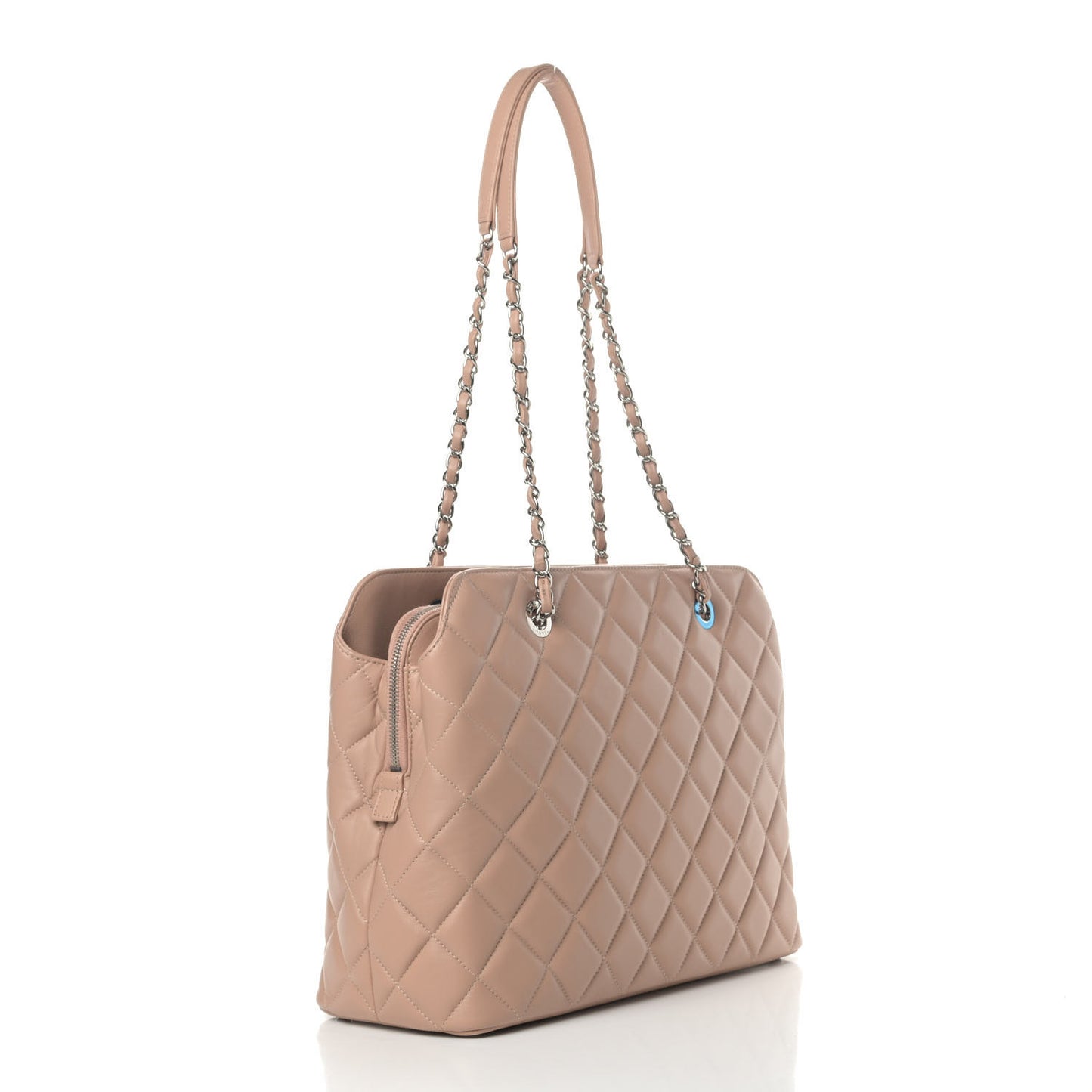 Lambskin Quilted Chic and Soft Shopping Tote Beige