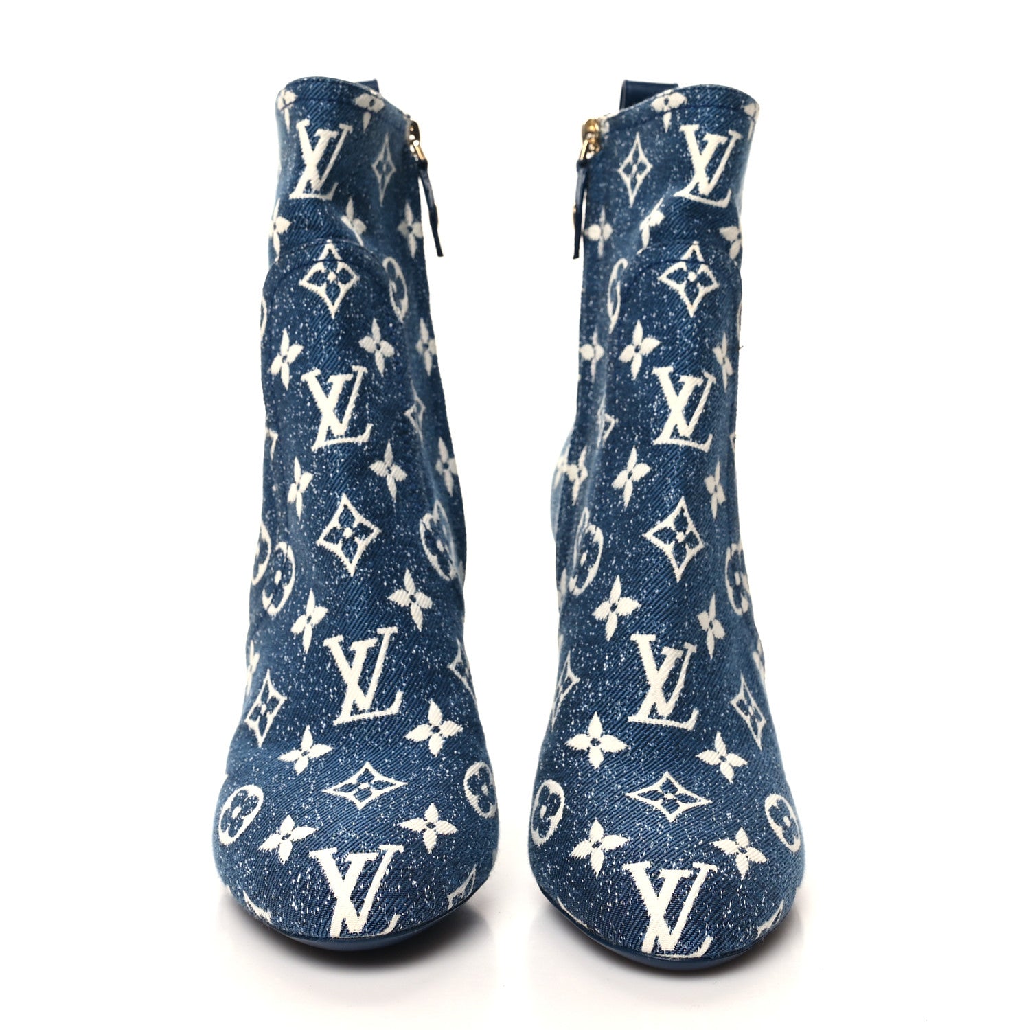 Louis Vuitton LOUIS VUITTON Denim Monogram Silhouette Ankle Boots 37 Navy Blue 2 of 9