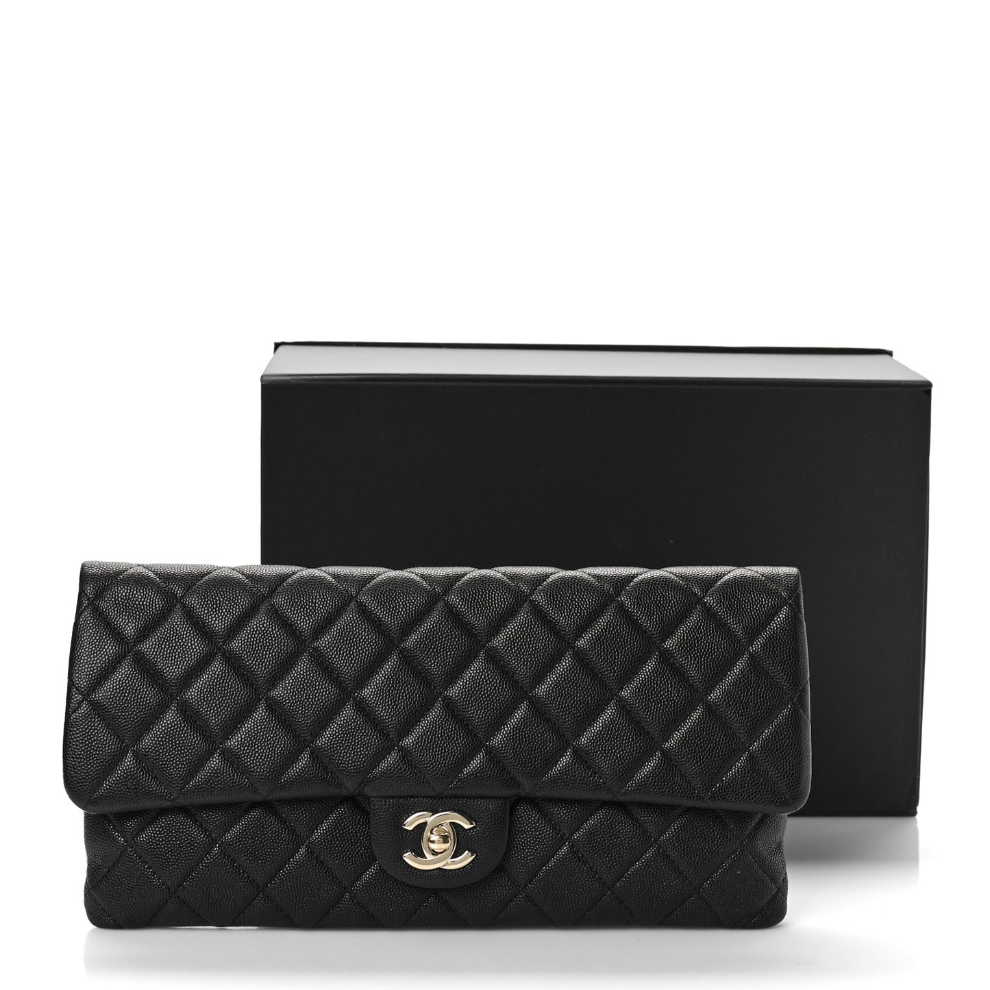 Caviar Quilted Flap Clutch Black