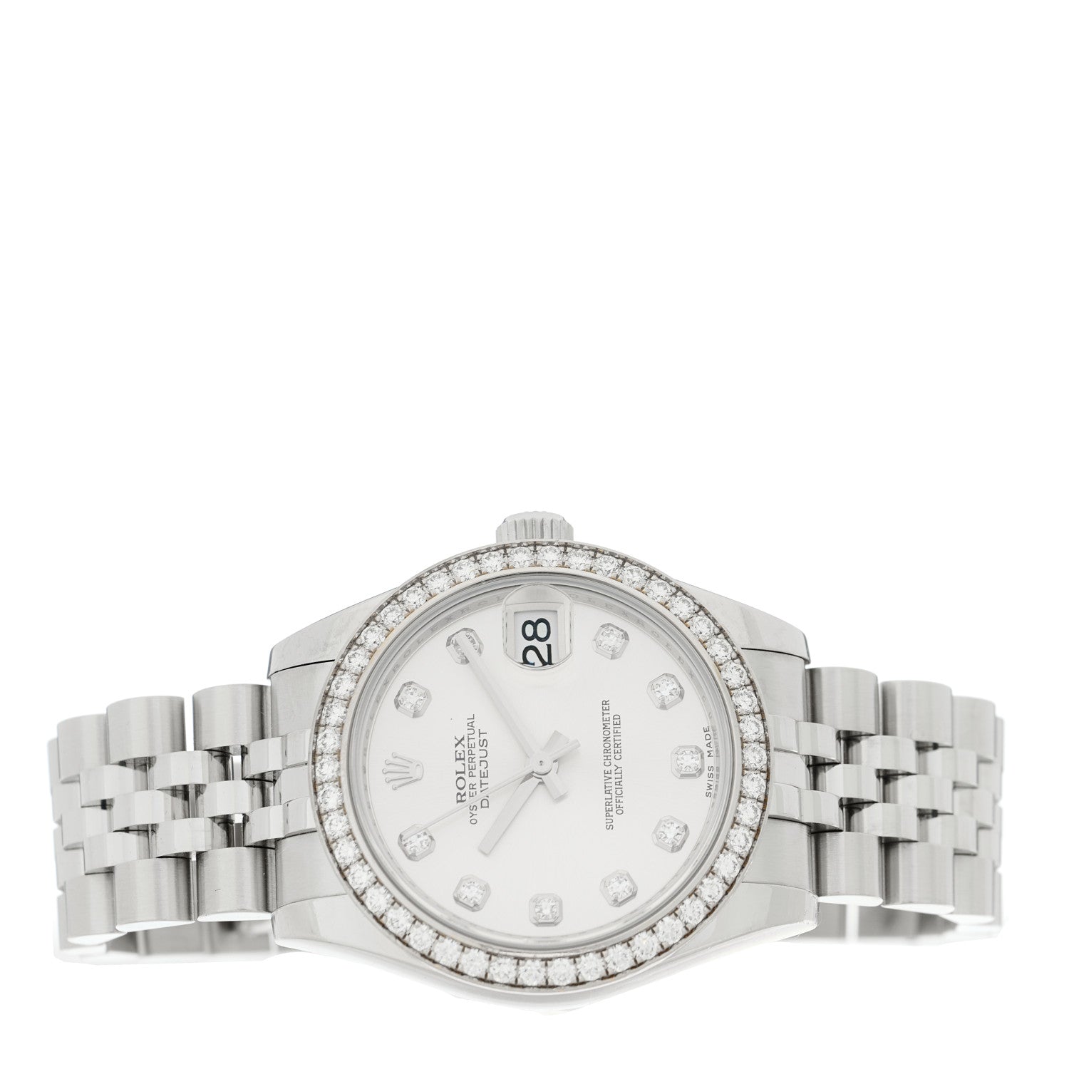 Rolex Stainless Steel 18K White Gold Diamond Bezel 31mm Oyster Perpetual Datejust Watch Silver 278384RBR 4 of 8