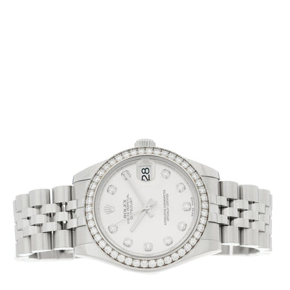 Rolex Stainless Steel 18K White Gold Diamond Bezel 31mm Oyster Perpetual Datejust Watch Silver 278384RBR 4 of 8