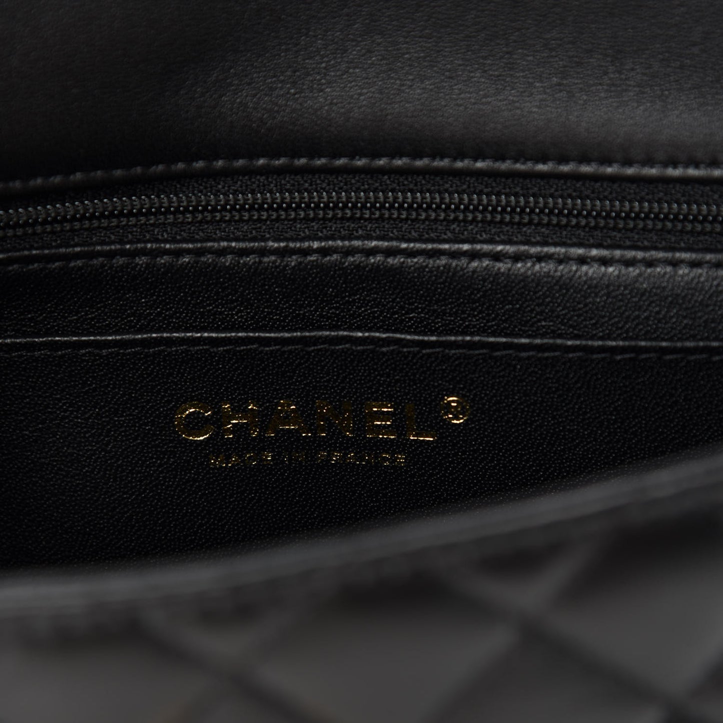 Lambskin Quilted Mini Top Handle Rectangular Flap Black