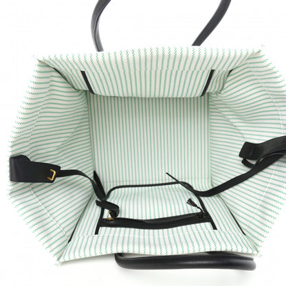 Celine Cotton Canvas Striped Medium Phantom Luggage White Green 5 of 10