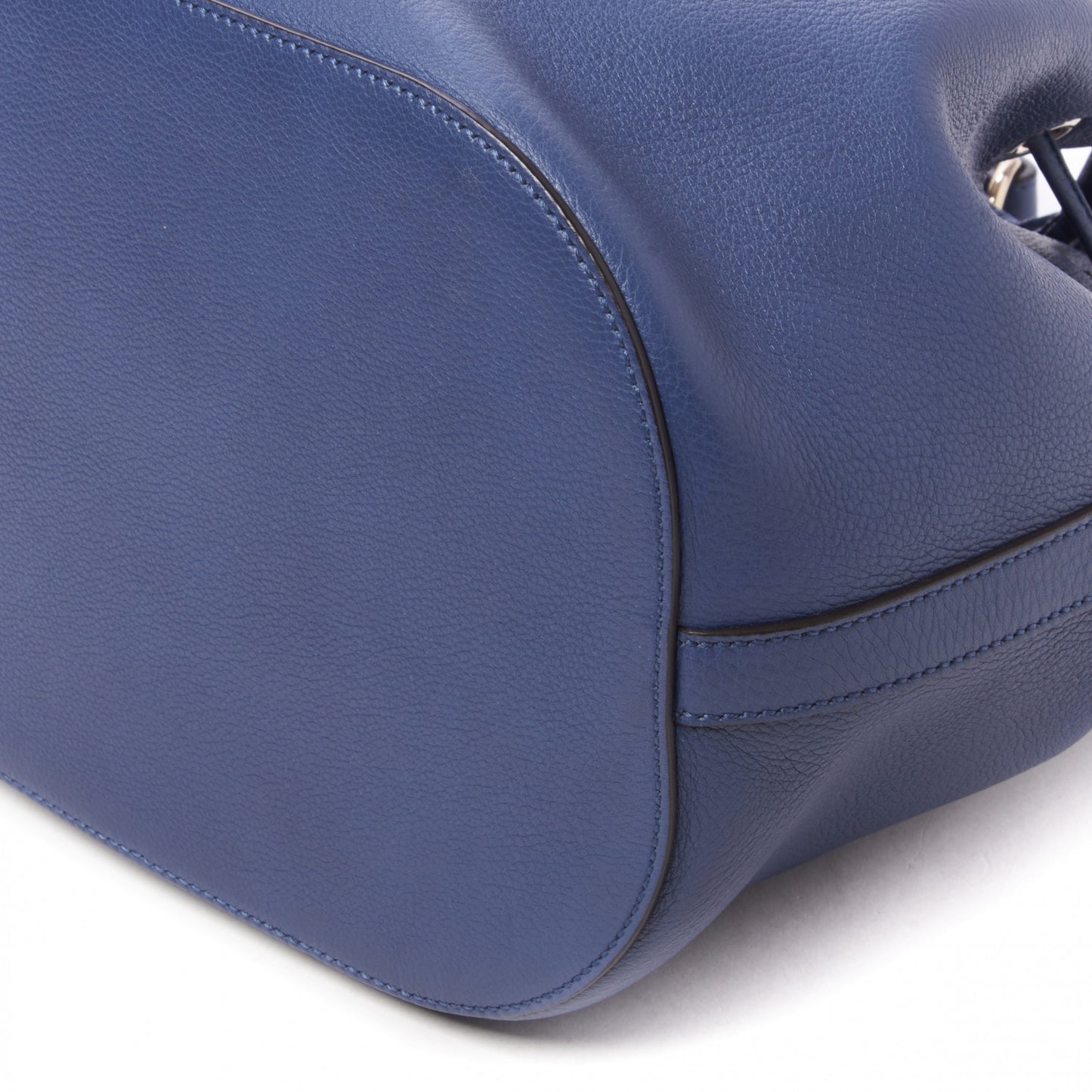 Pebbled Calfskin Miss Bamboo Bucket Bag Blue