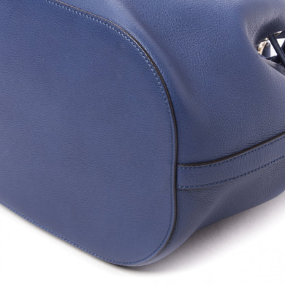 Gucci Pebbled Calfskin Miss Bamboo Bucket Bag Blue 4 of 9