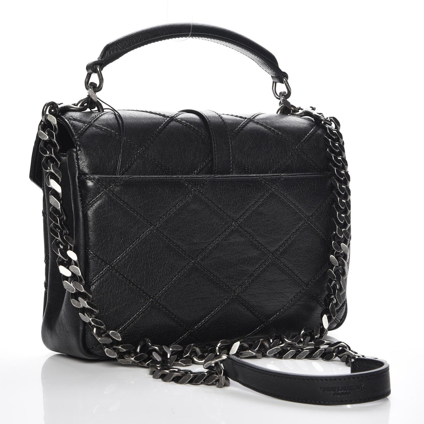 Calfskin Matelasse Diamond Quilted Monogram Medium College Bag Black