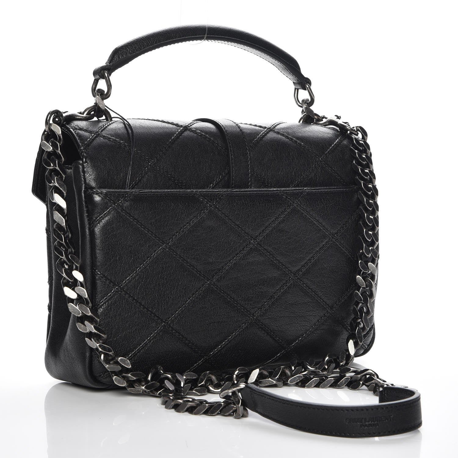 Saint Laurent Calfskin Matelasse Diamond Quilted Monogram Medium College Bag Black 4 of 9