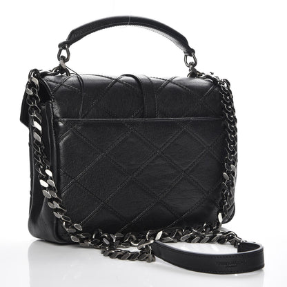 Saint Laurent Calfskin Matelasse Diamond Quilted Monogram Medium College Bag Black 4 of 9