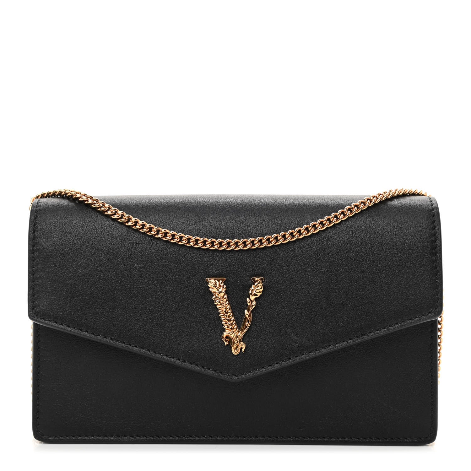 Versace Vitello Virtus Wallet on Chain Black 1 of 7