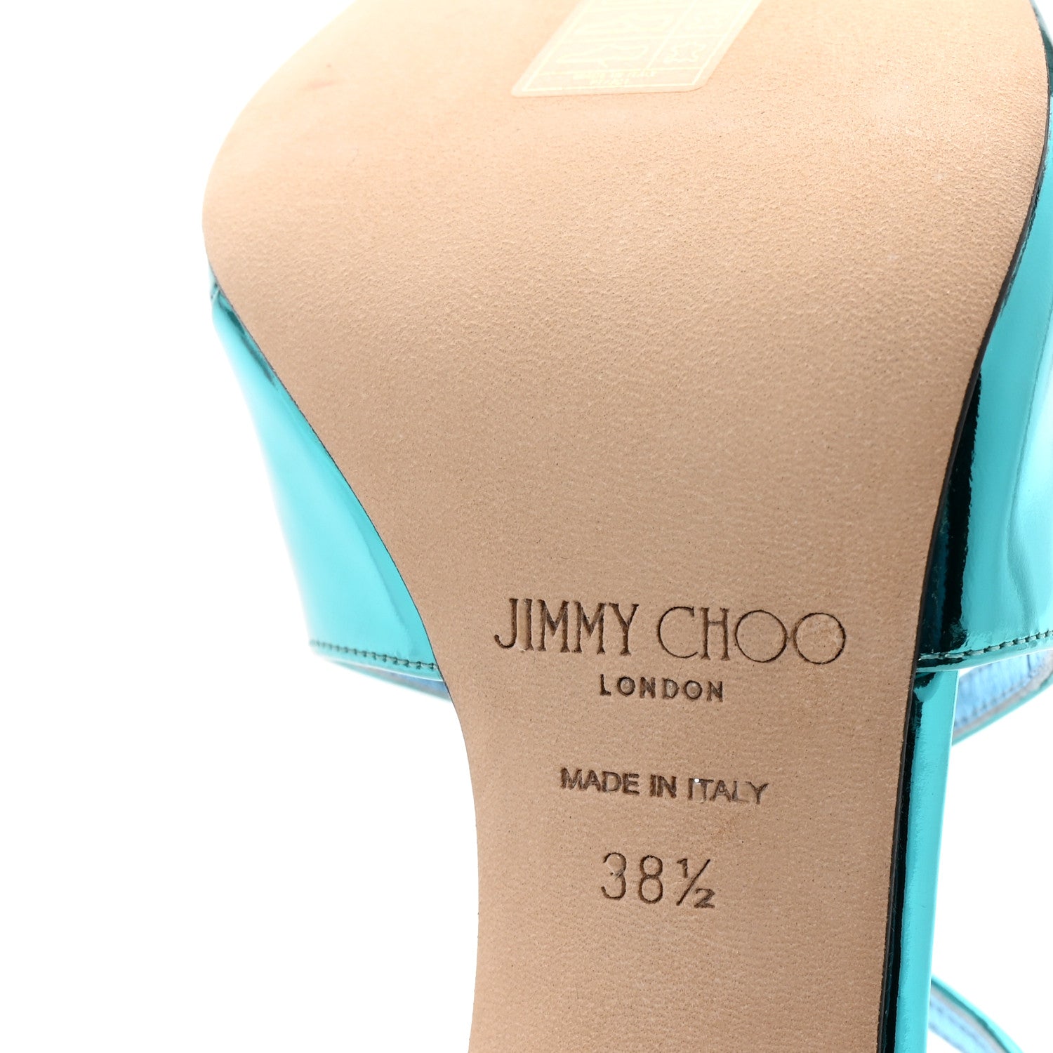 Jimmy Choo Metallic Calfskin Anise 95 Sandals 38.5 Malibu 1740830