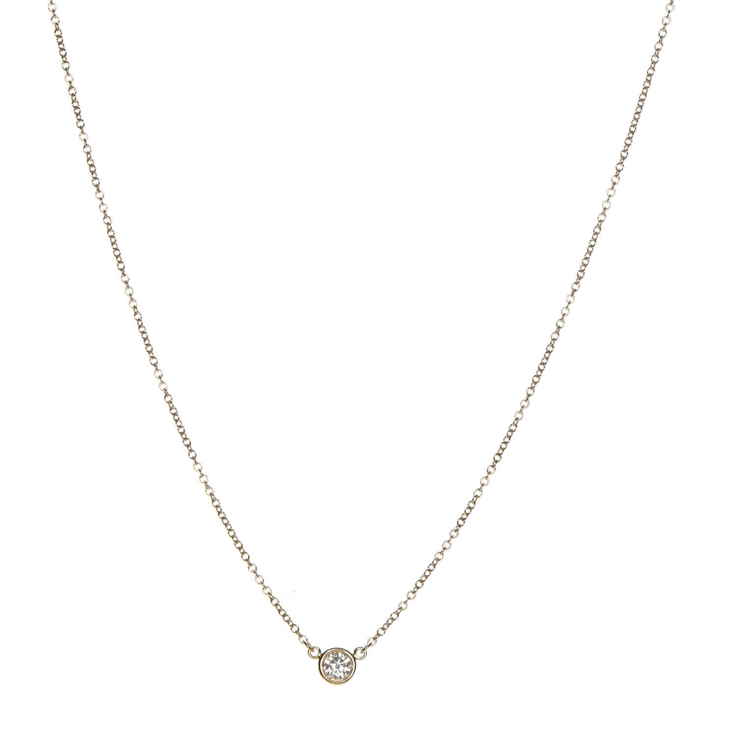 Tiffany 18K Yellow Gold Diamond .17ct Elsa Peretti Diamonds by the Yard Pendant Necklace 1 of 6