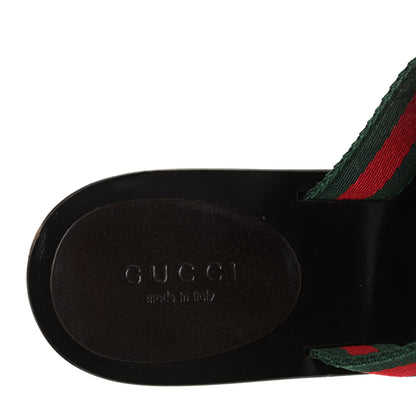 Gucci Nylon Calfskin Web Womens Thong Low Heel Sandals 6.5 Green Red Cocoa 8 of 10