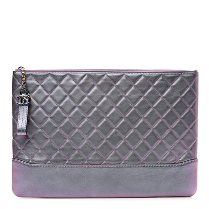 Chanel Iridescent Lambskin Quilted Large Gabrielle Cosmetic Case Light Purple 1 of 8