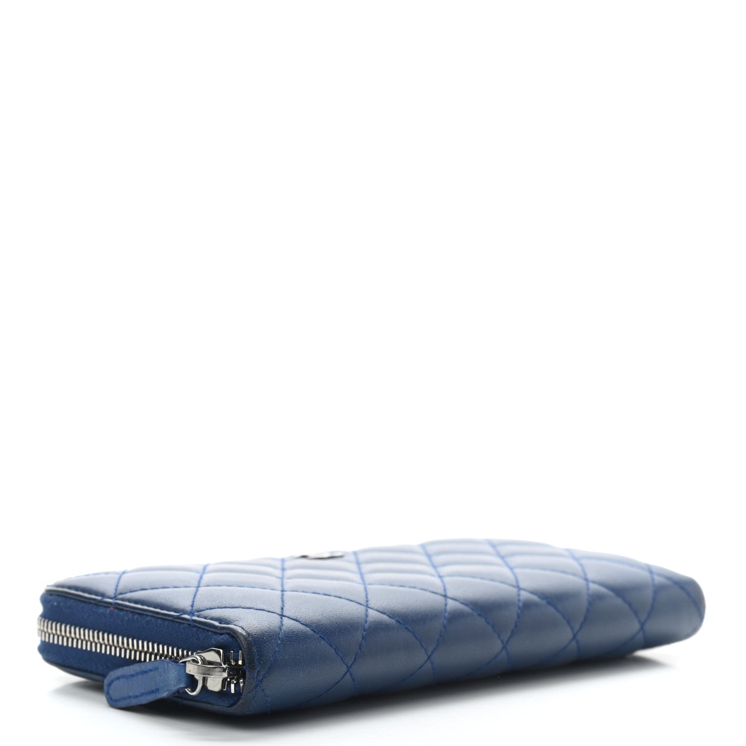 Chanel Lambskin Quilted Large Gusset Zip Around Wallet Dark Blue 4 of 8