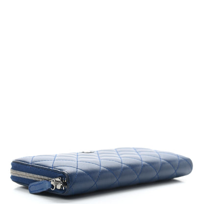 Chanel Lambskin Quilted Large Gusset Zip Around Wallet Dark Blue 4 of 8