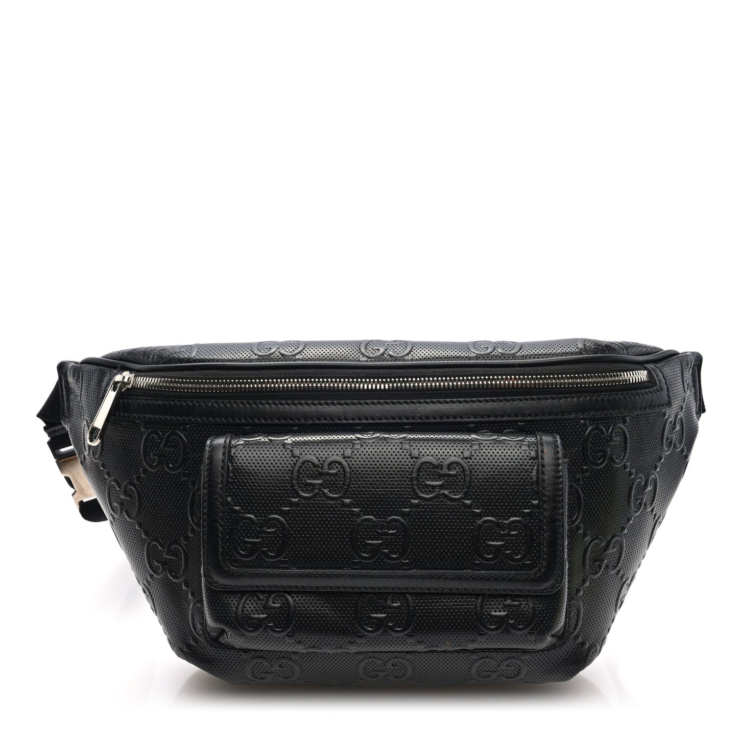 Calfskin GG Tennis Embossed Pocket Belt Bag Black