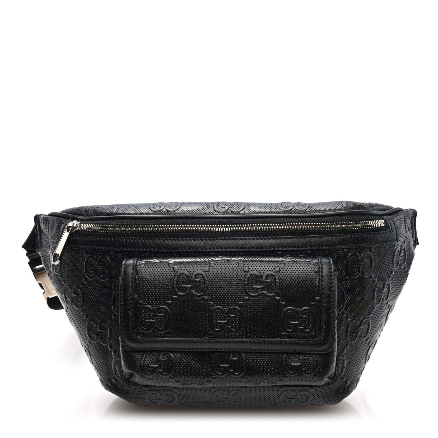 Gucci Calfskin GG Tennis Embossed Pocket Belt Bag Black 1 of 10