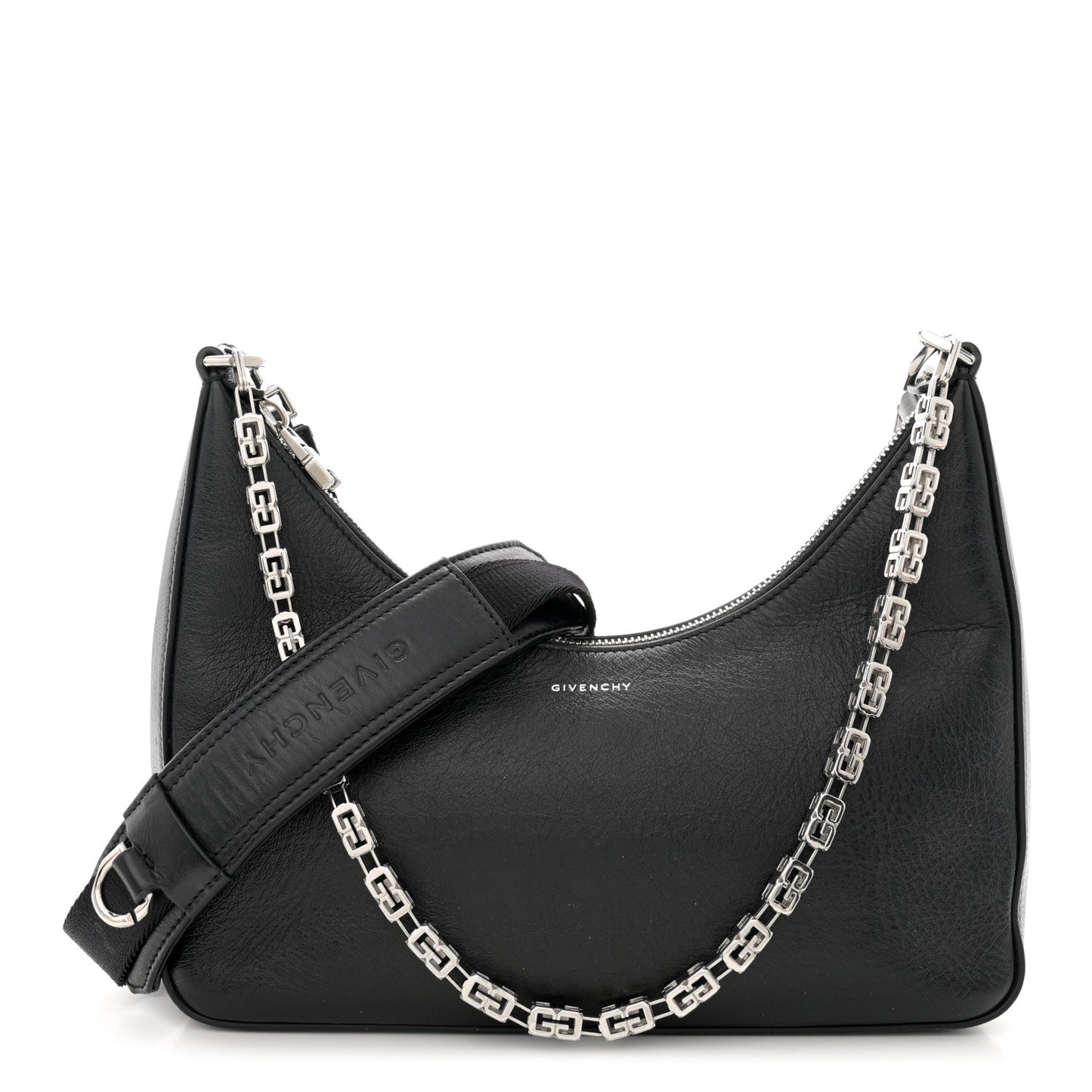 Smooth Calfskin Small Moon Cut Out Shoulder Bag Black