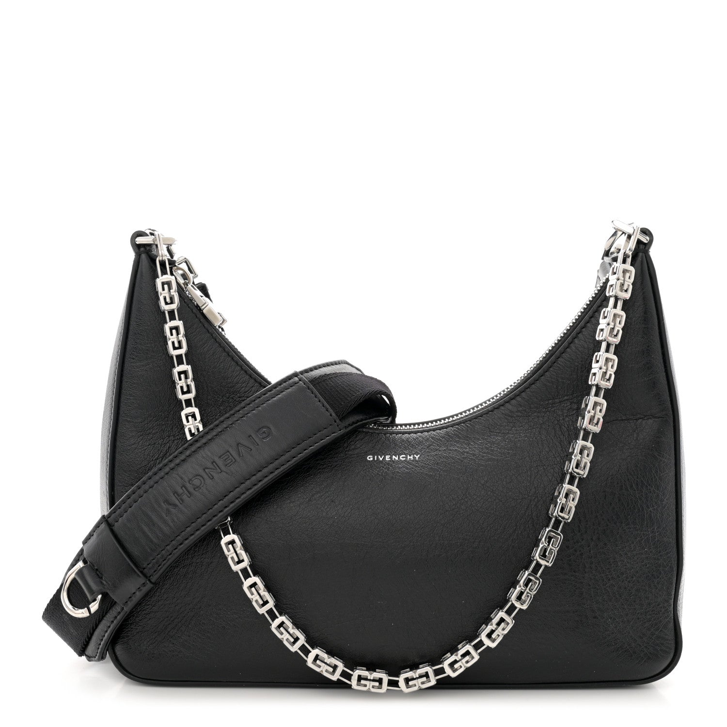 Givenchy Smooth Calfskin Small Moon Cut Out Shoulder Bag Black 1 of 13