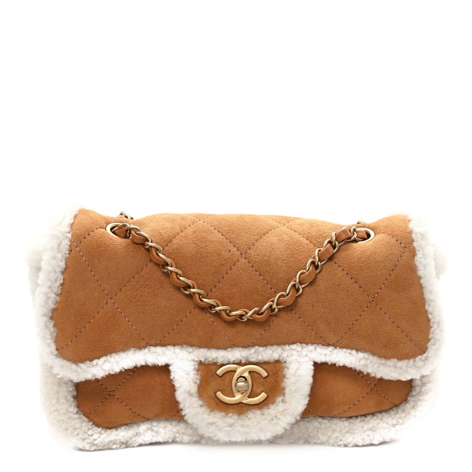 Chanel Shearling Lambskin Quilted Medium Coco Neige Single Flap Beige 1 of 9