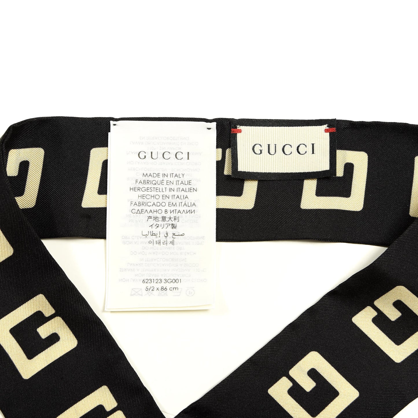 Silk Square G Neck Bow Scarf Black