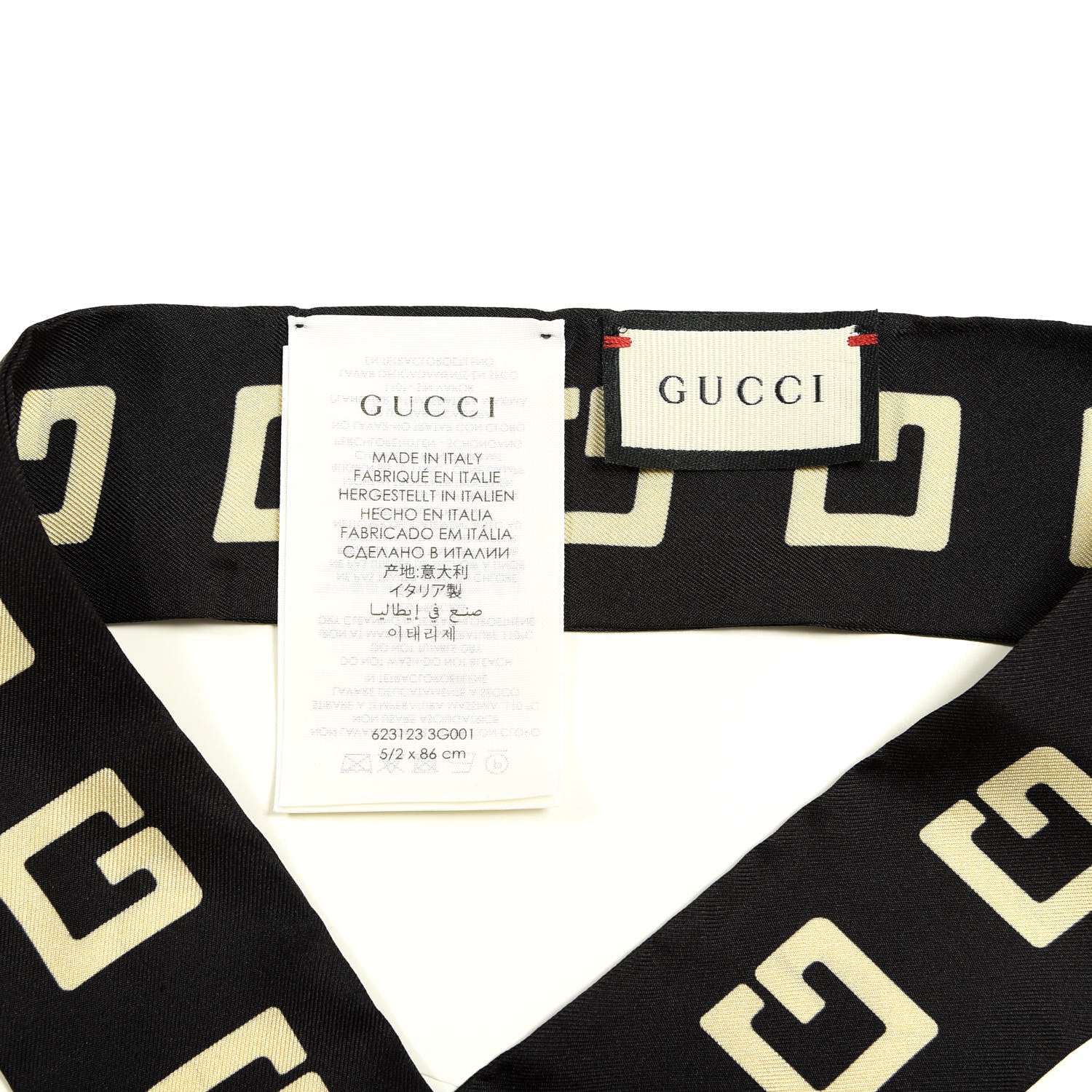 Gucci Silk Square G Neck Bow Scarf Black 2 of 4