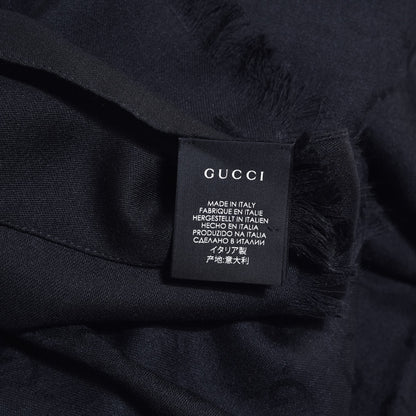 Gucci Silk Wool Monogram Fringe Scarf Black 4 of 5