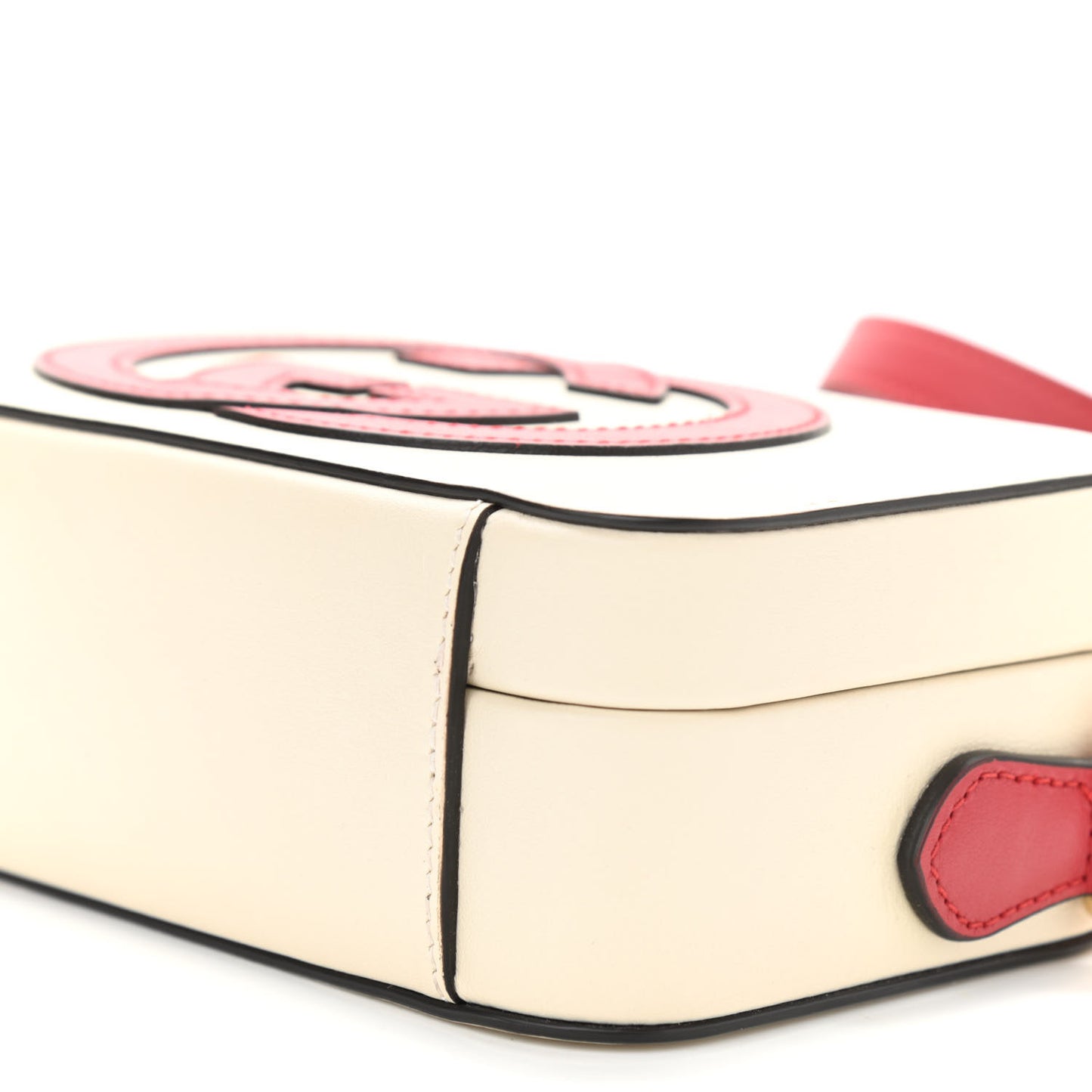 Vitello Eclipse Mini Interlocking G Shoulder Bag Mystic White Hibiscus Red