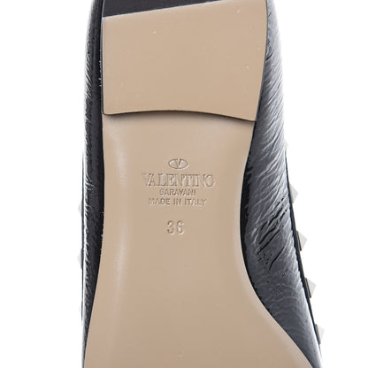 Valentino Garavani Wrinkled Patent Rockstud Ballerina Flats 36 Black 7 of 11
