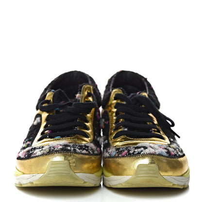 Chanel Tweed Lambskin Runway Sneakers 39 Black Multicolor 2 of 13